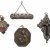 Vier Rosenkranzanhänger. Bronze bzw. versilbert.
