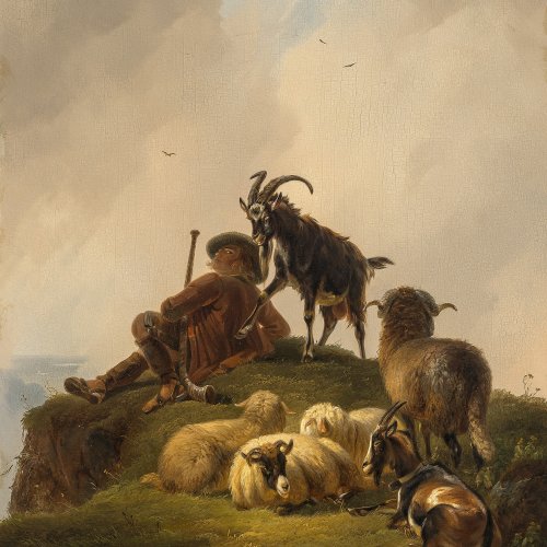 Voltz, Friedrich, Schäfer mit Ziege