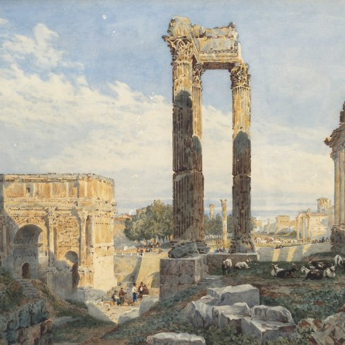 Glennie, Arthur. Forum Romanum. Aquarell. 34 x 47 cm. Rücks. sign.