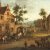 Droochsloot, Joost Cornelisz, Art des. Breite Dorfstraße mit Kutsche und Bauern mit ihren Tieren. Öl/Holz. 40 x 55 cm. Leicht besch., rest. Unsign.