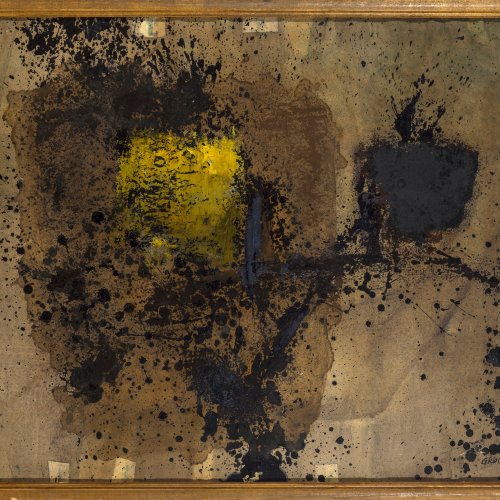 Gruchot, Heinz. Abstrakte Komposition. Öl/Hartfaser. 45 x 66 cm. Sign., dat. 61.