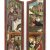Zwei Altarflügel. Franken, um 1500. Vier Darstellungen aus dem Leben der heiligen Brüder Wunibald und Willibald. Rest., besch. Je ca. 212 x 49,5 cm.