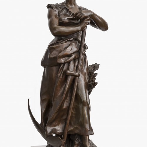 Aubé, Jean Paul. Schnitterin, um 1900. Bronze. H. 77 cm. Sign.