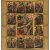 Mehrfelderikone. Russland, 18./19. Jh. Heiligenvita mit dreizehn Bildfeldern. Tempera/Holz. 52,5 x 42,5 cm. Rest., Besch.