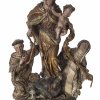 Figurengruppe mit Gottesmutter, Dominikus u. Klara, Süddeutsch, 18. Jh.