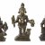 Drei Gottheiten. Indien. Bronze. H. 5,5-8,5 cm.