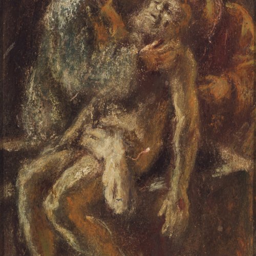 Welden, Leo von, Grablegung Christi. Öl/Karton. 19 x 11,5 cm.