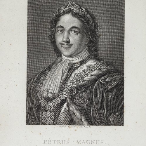 Anderloni, Petrus. Brustbild Zar Peter des Großen. Stahlstich. 30 x 20 cm. Min. fleckig.