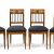 Satz von vier gleichen Stühlen. Süddeutsch, um 1825. Nussbaum furniert und massiv. Rückenlehnen mit Schwarzlotmalerei. H. 87 cm, Sitzhöhe 47 cm.