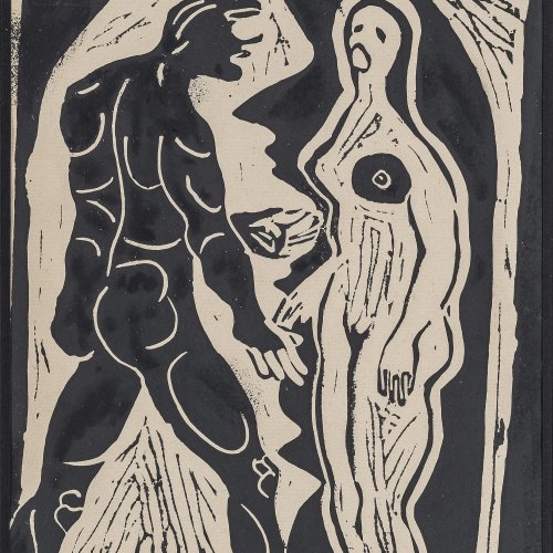 Munch, Eduard, Umnkreis.  Holzschnitt, 31,5 x 22,5 cm.