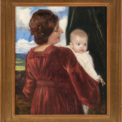 Corneille, Max, Mutter mit Kind, Öl/Lw., 44,5 x 38,5 cm.
