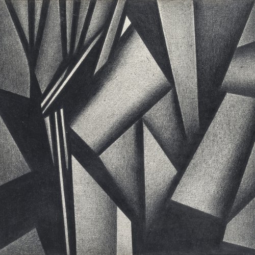 Schiffers, Arno, Kubistische Komposition, Bleistiftzeichnung, 19 x 20,5 cm