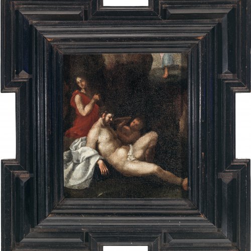 Spranger, Bartholomäus, Umkreis. Alttestamentarische Szenerie. Öl/Holz. 18,5 x 16 cm. Rest., unsign.