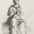 Weller, Theodor Leopold. Junges Mädchen mit einem kleinen Kind auf dem Schoß. Bleistiftzeichnung. 29,2 x 21 cm. Monogr., dat. 1823.