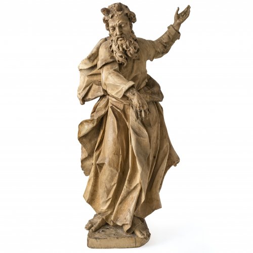 Moses, süddeutsch, 18. Jh., Lindenholz, ungefasst, H. 83 cm.