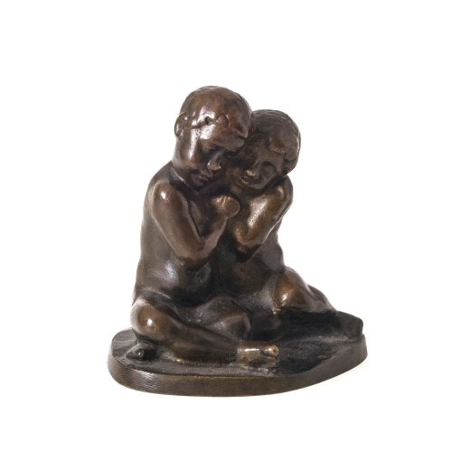 Mund, Emil, Figurengruppe mit zwei Kindern, Bronze, H. 8 cm.