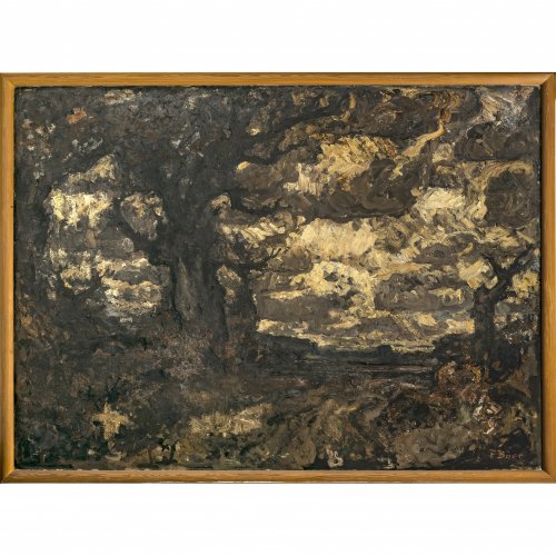 Baer, Fritz, Große Landschaft im Herbst, Öl/Lw./Karton, 147 x 200 cm. Sign.