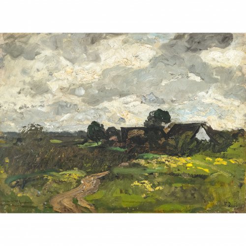 Baer, Fritz. Schattige Landschaft. Öl/Lw. 43 x 58 cm. Sign.