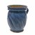 Henkeltopf. Kröning, Irdenware, godronniert, blau glasiert. Besch. H. 19,5 cm.