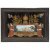 Hinterglasbild. Buchers/Sandl, um 1850. Das Grab Christi, von Engeln flankiert. Tempera, Gold/Glas. Farbablösungen, Rückwand fehlt. 17 x 26,5 cm.