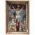 Hinterglasbild. Buchers/Sandl, 19. Jh. Christus am Kreuz vor der Stadt Jerusalem. Tempera/Glas. Farbabrieb, Rückwand erg. 27 x 17 cm.