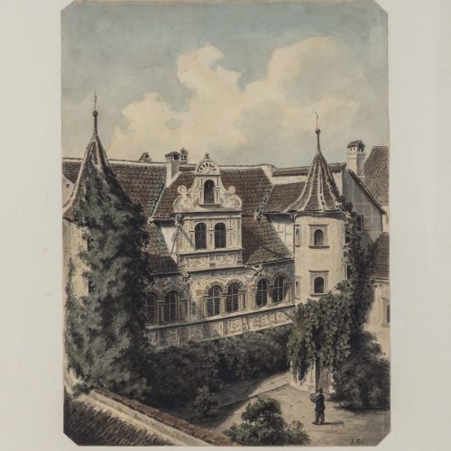 Reinhardt, Robert von. Drei Stadtansichten. Aquarell. Je ca. 29,5 x 23 cm. Tw. Monogr. Ehemals im Besitz der Olga von Würrtemberg 1822-1892.