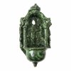Weihwasserwandbrunnen, Irdenware, grün glasiert, Kröning, H. 27 cm.