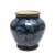 Vase. Keramik, blaugrundiger Musterdekor, innen gelb glasiert. Kunsttöpferei Tonwerke Kandern. H. 22 cm.