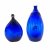 Plattflasche und Nabelflasche. Kobaltblaues Glas. Eine mit Zinn-Schraubverschluss (Deckel fehlt). Kratzspuren bzw. best. (min. Sprung). H. 17-21 cm.