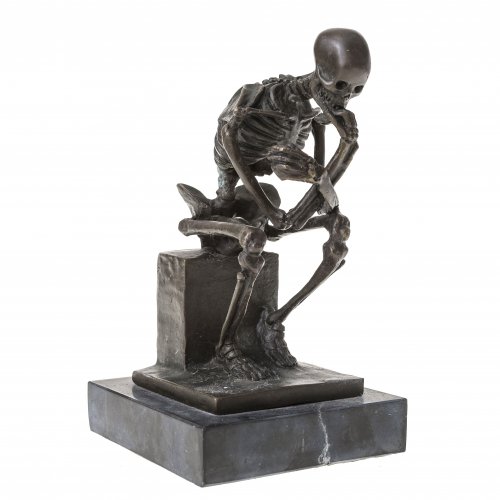 Sitzendes Skelett. Bronze. H. 12,3 cm (ohne Sockel)