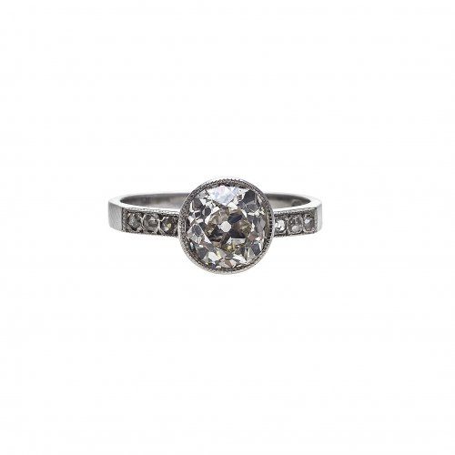 Ring. Altschliffsolitär. Farbe MN. 1,5 ct.  FI. 18 WG. 53 Weite.
