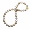 Südseeperlenkette. Weiße und goldfarbige Perlen. ø11,5-14,3 mm. Schließe 14 ct GG
