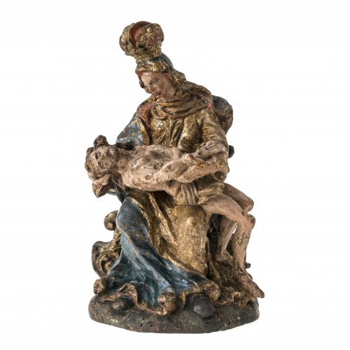 Pietà, Böhmen, 18. Jh., Holz, Farbfassung, H. 22 cm.