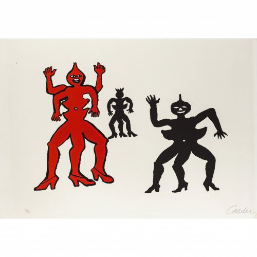Calder, Alexander. Ohne Titel. Farblithografie. 55,5 x 76 cm. Aufl. 26/75. Min. fleckig. Sign.