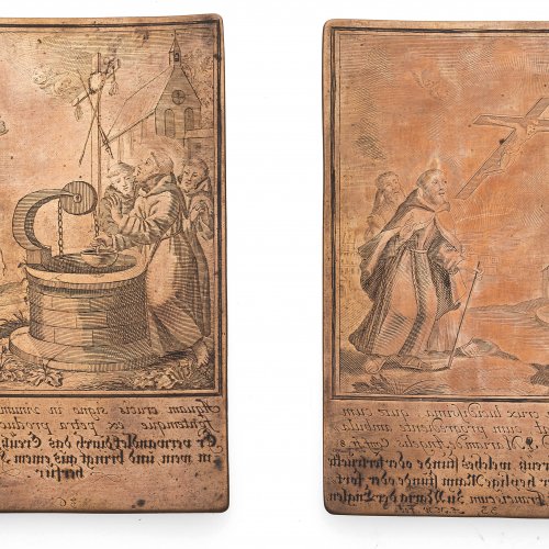 Zwei Kupferstich-Druckplatten, deutsch, 18. Jh.