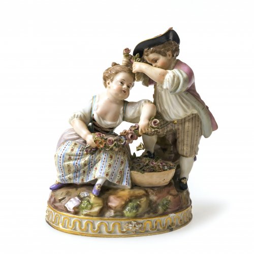 Figurengruppe Allegorie des Frühlings. Meissen. Leicht best. H. 15,5 cm.