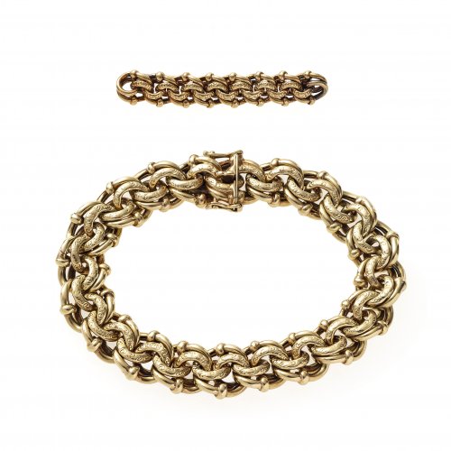 Armband und Brosche, Panzerglieder, 14 K GG.