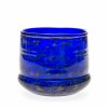 Schale. Eisch. Farbloses Glas, kobaltblau überfangen, farbige, blasenförmige Einschmelzungen. H. 11 cm.