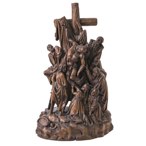 Kreuzabnahme Christi. Franken, 18. Jh. Holz, wohl Buchsbaum, ungefasst. Alterungsspuren, Risse. H. 25 cm.