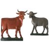 Zwei Krippentiere (Relief) Ochs und Esel. Holz, geschnitzt. Leicht best.