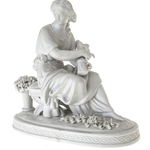 Allegorie des Sommers: junge Frau mit Ährenbündel, Bisquitporzellan, Frankreich, H. 20 cm.