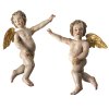 Zwei Putti. Süddeutsch, 18. Jh. Holz,übergangene Farbfassung. H., je 54-56 cm. Tw. Zehen und Finger fehlen, rest., rep.