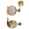 Herrensavonette. Gold, Schweiz. Mit Uhrenkette. Leicht best., Uhrenglas mit Sprung.