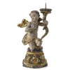 Leuchterengel auf Sockel. Süddeutsch, 18./19. Jh. Holz, übergangene Farbfassung. H. (ohne Sockel) 23 cm. Best., rep.