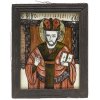 Hinterglasbild. Rumänien. Hl. Bischof. Tempera/Glas. 23 x 18 cm. Farbabsplitterungen.