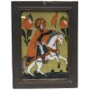 Hinterglasbild. Buchers oder Sandl. Hl. Wenzel zu Pferd. Tempera/Glas. 25 x 17 cm.