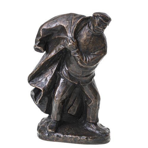 Barlach, Ernst. Bauer, sich einen Mantel anziehend. Bronze, H. 25 cm. Posthumer, nicht vom Künstlernachlass autorisierter Nachguss.