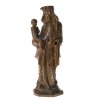 Gnadenmadonna von Altötting. Bayern, 18./19. Jh. Holz, rückseitig gehöhlt. Körperhaltung leicht S-förmig geschwungen. Best., Gliedmaßen teilweise fehlend. H. 21 cm.