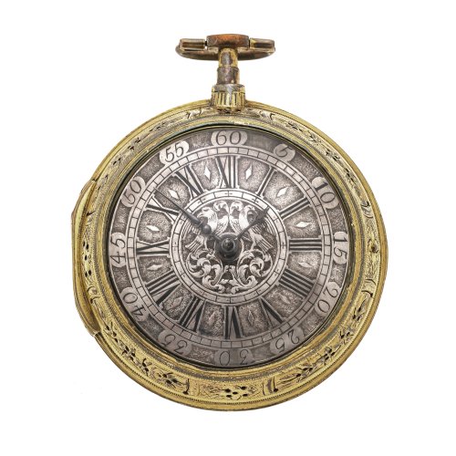 Herrentaschenuhr mit Übergehäuse,  England, Sam Pitts. Mit Schlüssel. Berieben, Glasrand erg.