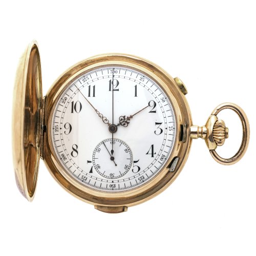 Herrensavonette. 14 K RG, Invicta, mit Repetition. Deckel mit gravierten Initialen.